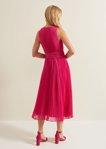 Phase Eight Simara Pleated Dress Pink USA | 8241637-LJ